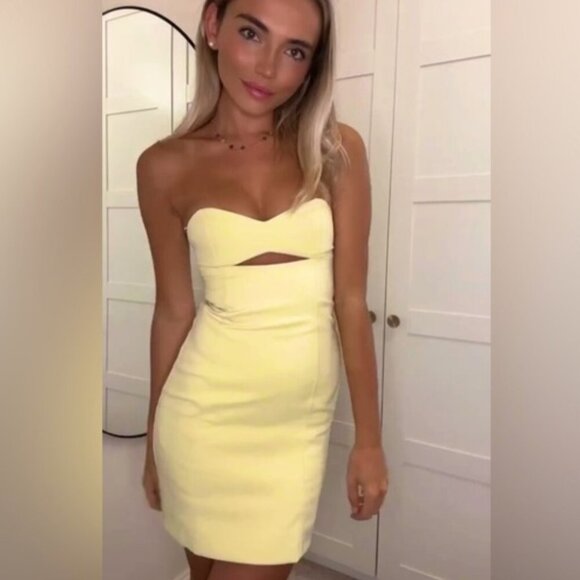 Zara Dresses & Skirts - Zara Strapless Cut Out Dress Pastel Yellow Size Small